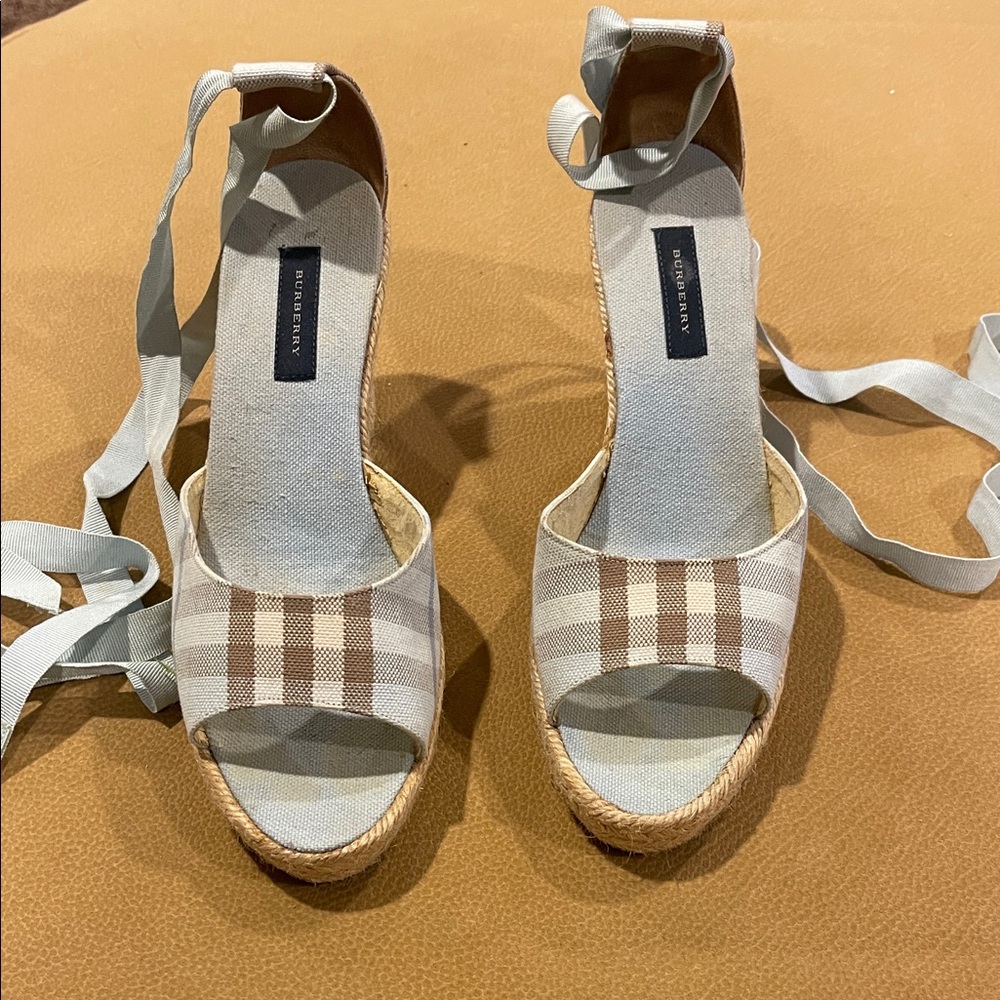 Burberry Tan Check Espadrille Sandals